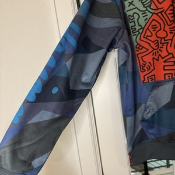 🔥 Keith Haring Member’s Only Hoodie Jacket Multi-Pattern Coat Teal Size Small - Picture 7 of 13